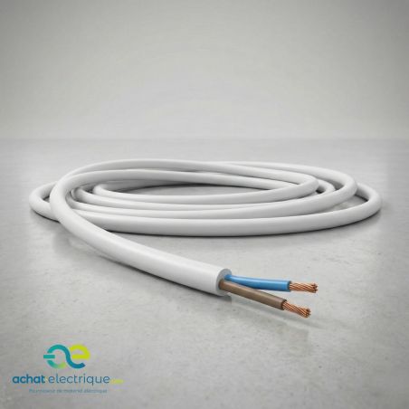 Câble électrique souple H05VVF 2X2,5 mm² BLANC – Couronne 50 m et 100 m