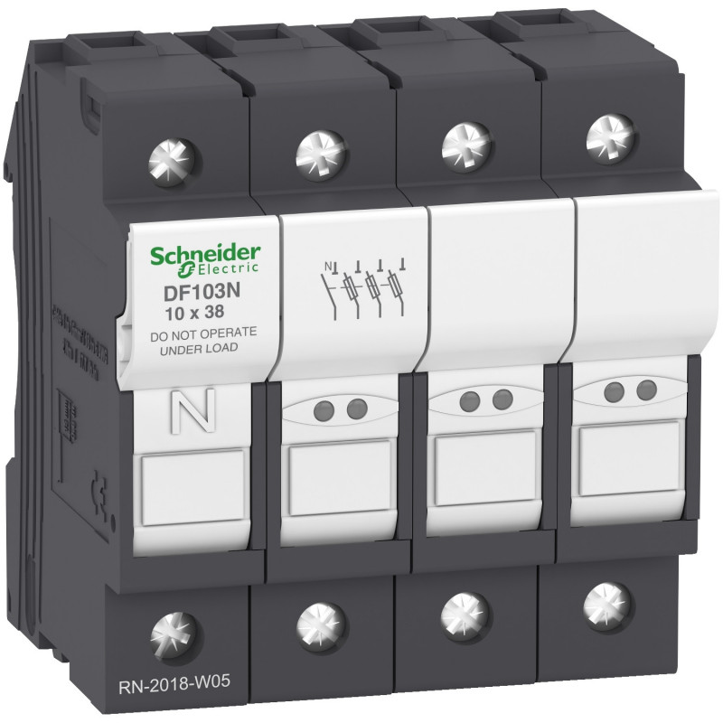 DF103N Porte fusible à tiroir 32A - 3P+N -  pour fusibles  10x38mm - Schneider Electric TeSys DF
