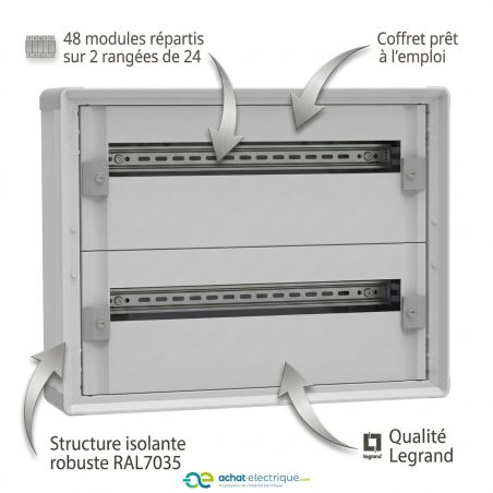 1CO2R24SPL Legrand - Tableau électrique tertiaire 48 modules - 2 rangées de 24 modules - XL3 HP 160