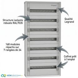 1CO7R24SPL Legrand - Tableau électrique tertiaire 168 modules - 7 rangées de 24 modules - XL3 HP 160