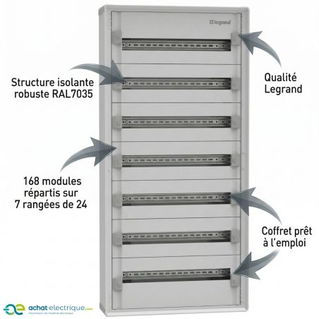 1CO7R24SPL Legrand - Tableau électrique tertiaire 168 modules - 7 rangées de 24 modules - XL3 HP 160