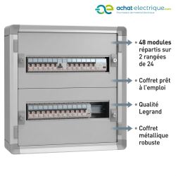 1CO2R24S Legrand - Tableau électrique tertiaire 48 modules - 2 rangées de 24 modules - XL3 HP 160