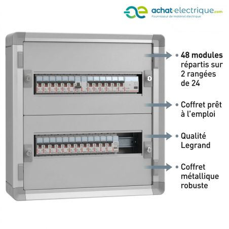 1CO2R24S Legrand - Tableau électrique tertiaire 48 modules - 2 rangées de 24 modules - XL3 HP 160