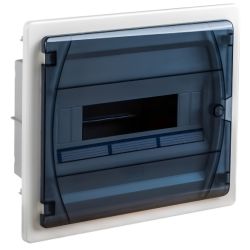 GPE12PT/RR IDE - Coffret électrique encastrable 12 modules 1 rangée - porte transparent - avec bornier Neutre, Terre