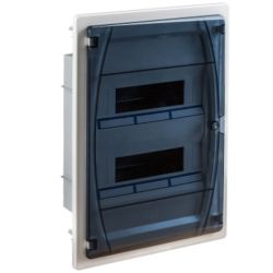 GPE24PT/RR IDE - Coffret électrique encastrable 24 modules 2 rangées - porte transparent - avec bornier Neutre, Terre