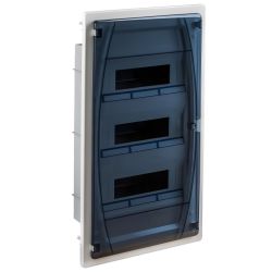 GPE36PT3F/RR IDE - Coffret électrique encastrable 36 modules 3 rangées - porte transparent - avec bornier Neutre, Terre