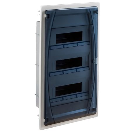 GPE36PT3F/RR IDE - Coffret électrique encastrable 36 modules 3 rangées - porte transparent - avec bornier Neutre, Terre