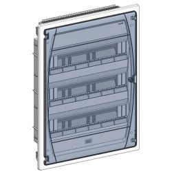 GPE54PT/RR IDE - Coffret électrique encastrable 54 modules 3 rangées - porte transparent - avec bornier Neutre, Terre