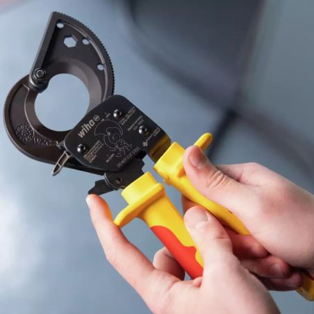 46674 Wiha - Pince coupe-câble isolée à cliquet jusqu'à 300 mm²