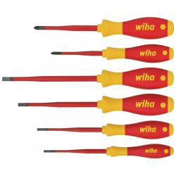 35389 Wiha - Jeu de 6 tournevis à fente/ Phillips SoftFinish® electric slimFix