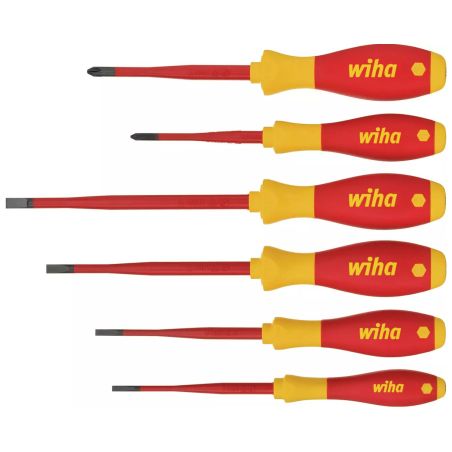 35389 Wiha - Jeu de 6 tournevis à fente/ Phillips SoftFinish® electric slimFix