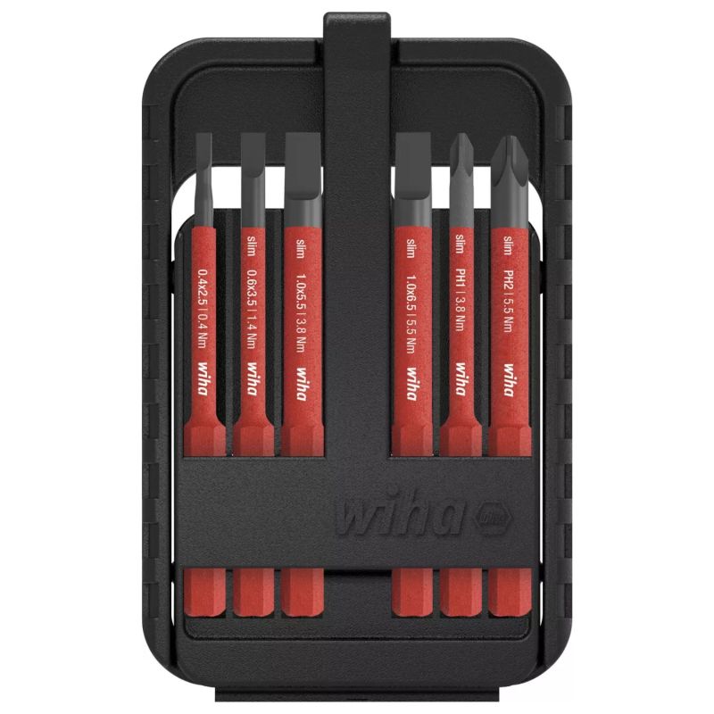 43159 Wiha - Coffret de 6 embouts slim isolés Fente/PH en étui 2,5 - 3,5 - 5,5 - 6,5 - PH1 - PH2