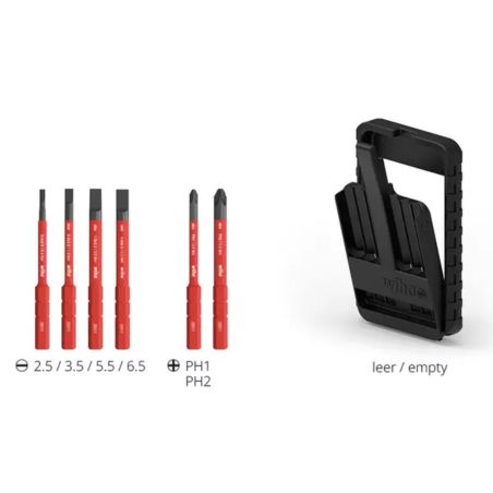 43159 Wiha - Coffret de 6 embouts slim isolés Fente/PH en étui 2,5 - 3,5 - 5,5 - 6,5 - PH1 - PH2