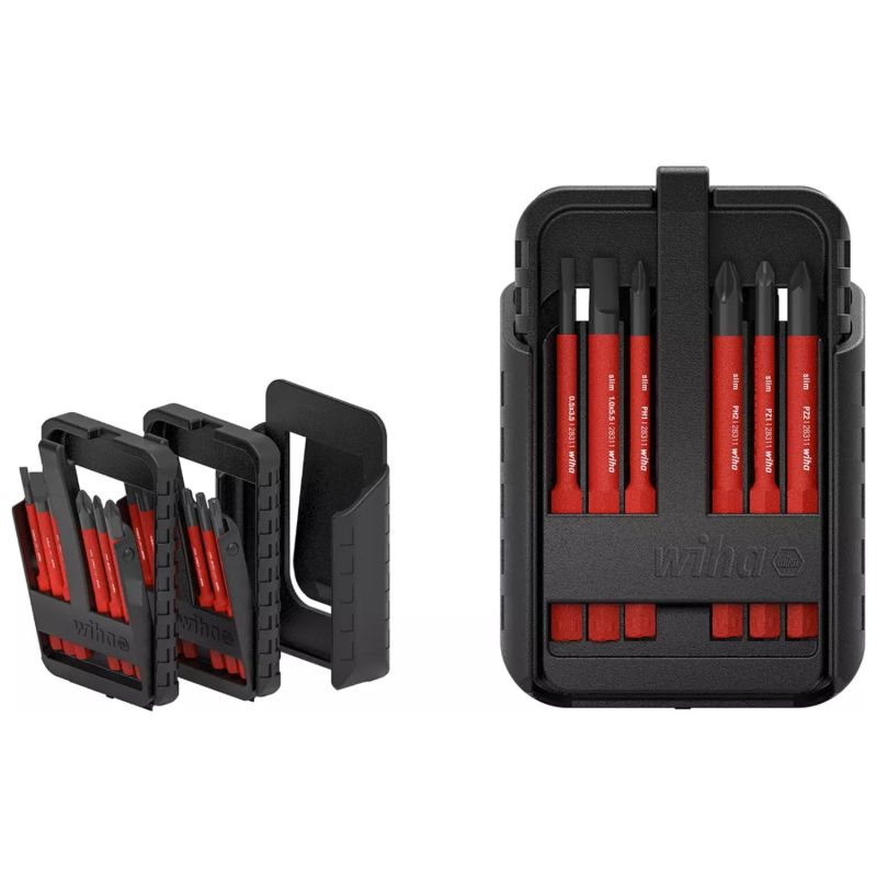 43162 Wiha - Coffret de 12 embouts slim isolés Fente/PH/PZ/Bornier/Torx en étui