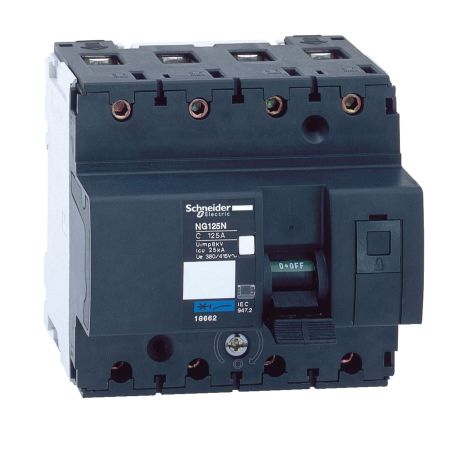 18662 Schneider - Acti9 Disjoncteur NG125Ntétrapolaire 125A - 4P - Courbe C 25kA - A vis