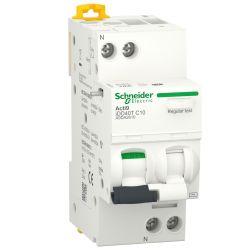 A9DB2610 Schneider- Disjoncteur différentiel 1P+N - 10A -30mA - Courbe C - Type A-Si - 6kA - Acti9 iDD40T