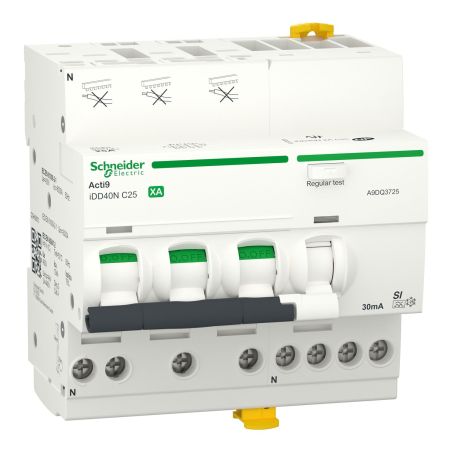 A9DQ3725 Schneider - Disjoncteur différentieltétrapolaire 3P+N - 25A - 30mA - Courbe C - Type A-Si- 10kA - Acti9 IDD40N XA