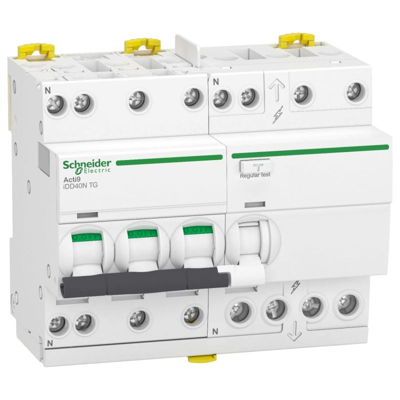 A9DX3732 Schneider - Disjoncteur différentieltête de groupe tétrapolaire 3P+N - 32A - 30mA - Courbe C - 10kA - Acti9 IDD40N