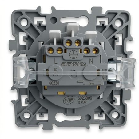 60230 EUR'OHM SQUARE Prise de courant 2P+T affleurante + griffes BLC