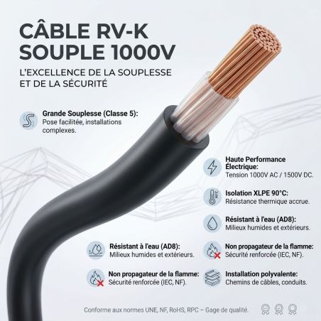 Câble RV-K SOUPLE 1000V 1X300mm² - Coupe au mètre