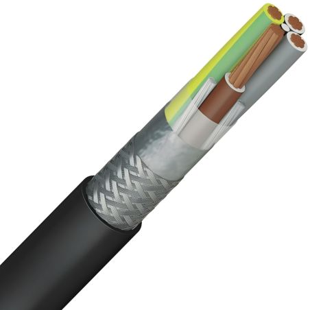 Câble souple blindé 2XSLCY-K 4G10mm² 0,6/1KV NOIR - Coupe au mètre