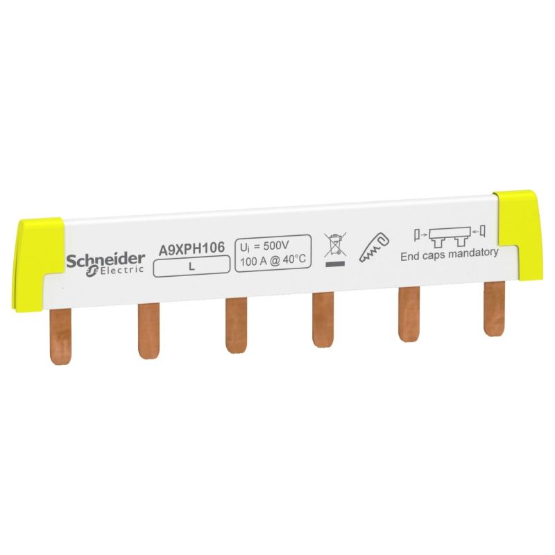 A9XPH106 Schneider - Acti9 iC60 - Peigne pour disjoncteur unipolaire 1P - Pas 18mm - 6 modules - 100A