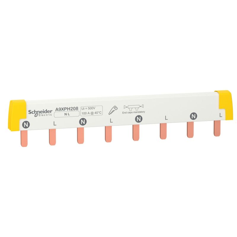 A9XPH208 Schneider - Acti9 iC60 - Peigne pour disjoncteur bipolaire 2P - Pas 18mm - 8 modules - 100A