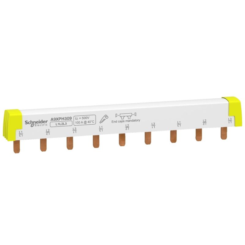 A9XPH309 Schneider - Acti9 iC60 - Peigne pour disjoncteur tripolaire 3P - Pas 18mm - 9 modules - 100A