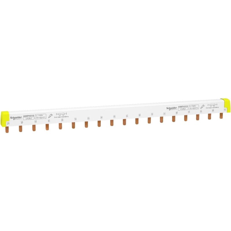 A9XPH318 Schneider - Acti9 iC60 - Peigne pour disjoncteur tripolaire 3P - Pas 18mm - 18 modules - 100A