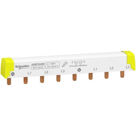 A9XPH408 Schneider - Acti9 iC60 - Peigne pour disjoncteur tétrapolaire 4P - Pas 18mm - 8 modules - 100A