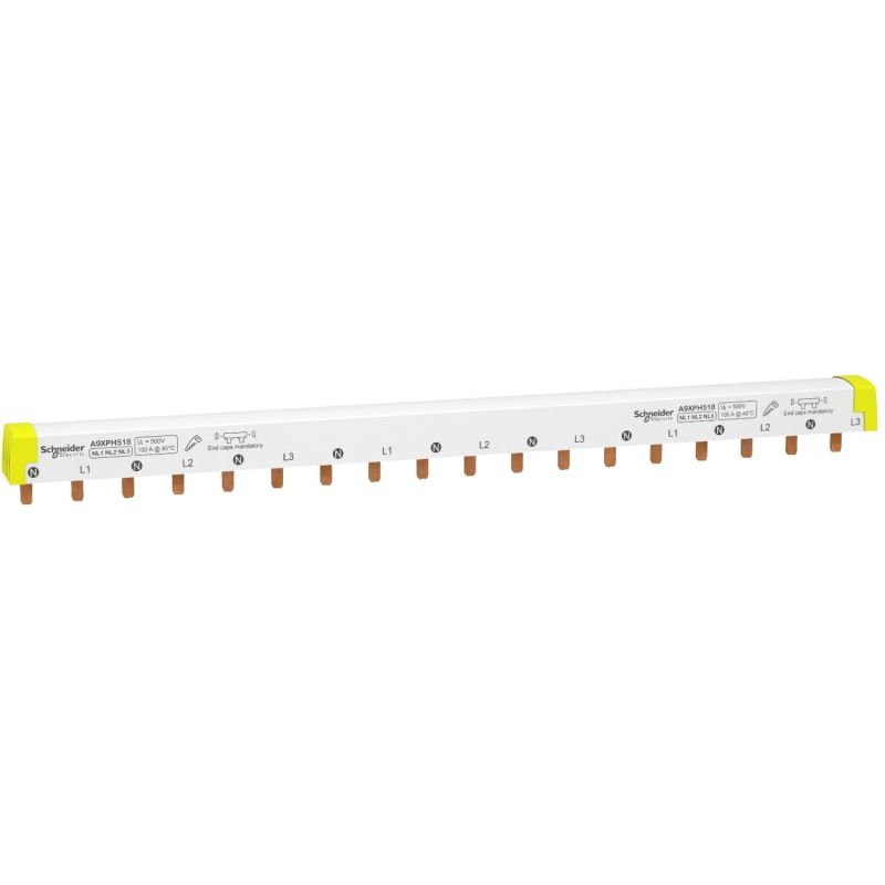 A9XPH518 Schneider - Acti9 iC60 - Peigne pour disjoncteur tétrapolaire 3P+N - Pas 18mm - 18 modules - 100A
