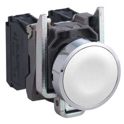 XB4BA11 Schneider- Harmony XB4 - bouton poussoir à impulsion complet blanc - Ø22 - 1NO