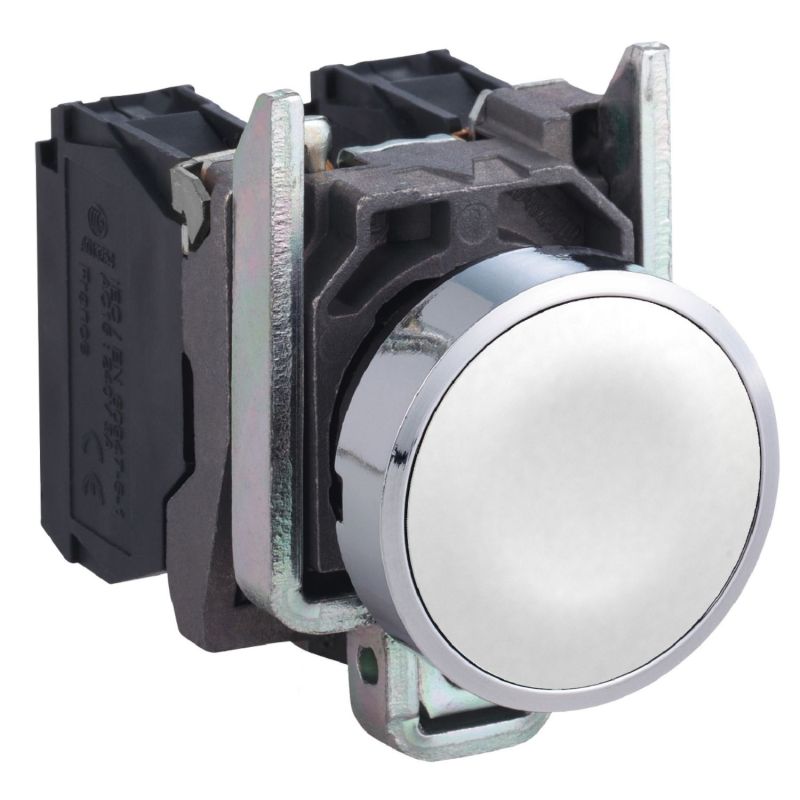 XB4BA11 Schneider- Harmony XB4 - bouton poussoir à impulsion complet blanc - Ø22 - 1NO