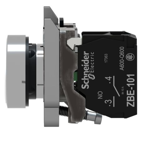 XB4BA11 Schneider- Harmony XB4 - bouton poussoir à impulsion complet blanc - Ø22 - 1NO