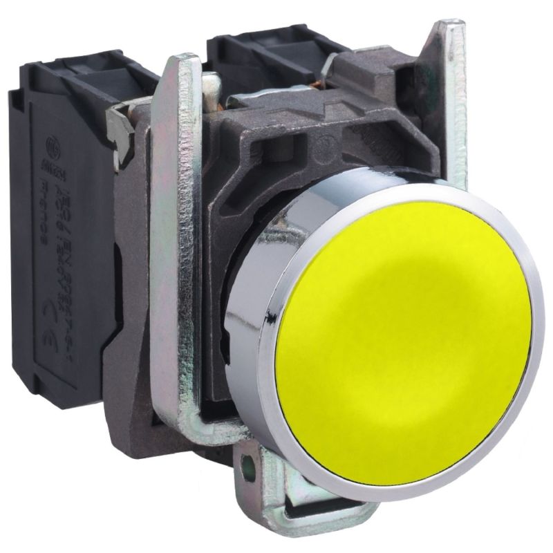 XB4BA51 Schneider - Harmony XB4 - bouton poussoir à impulsion complet jaune - Ø22 - 1NO