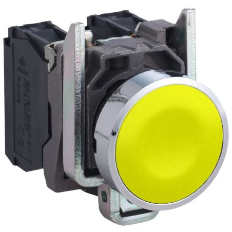 XB4BA51 Schneider - Harmony XB4 - bouton poussoir à impulsion complet jaune - Ø22 - 1NO