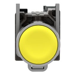 XB4BA51 Schneider - Harmony XB4 - bouton poussoir à impulsion complet jaune - Ø22 - 1NO