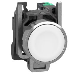 XB4BA115 Schneider- Harmony XB4 - bouton poussoir à impulsion complet blanc - Ø22 - 1NO