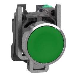 XB4BA315 Schneider - Harmony XB4 - bouton poussoir à impulsion complet vert - Ø22 - vert - 1NO