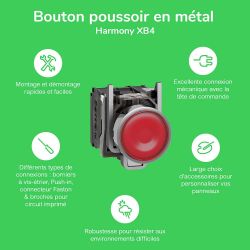 XB4BA3311 Schneider - Harmony XB4 - bouton poussoir impulsion complet vert - Ø22 - 1NO