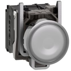 XB4BW31B5 Schneider - Harmony XB4 - poussoir lumineux LED complet blanc - Ø22 - 24VACDC - 1NO+1NF