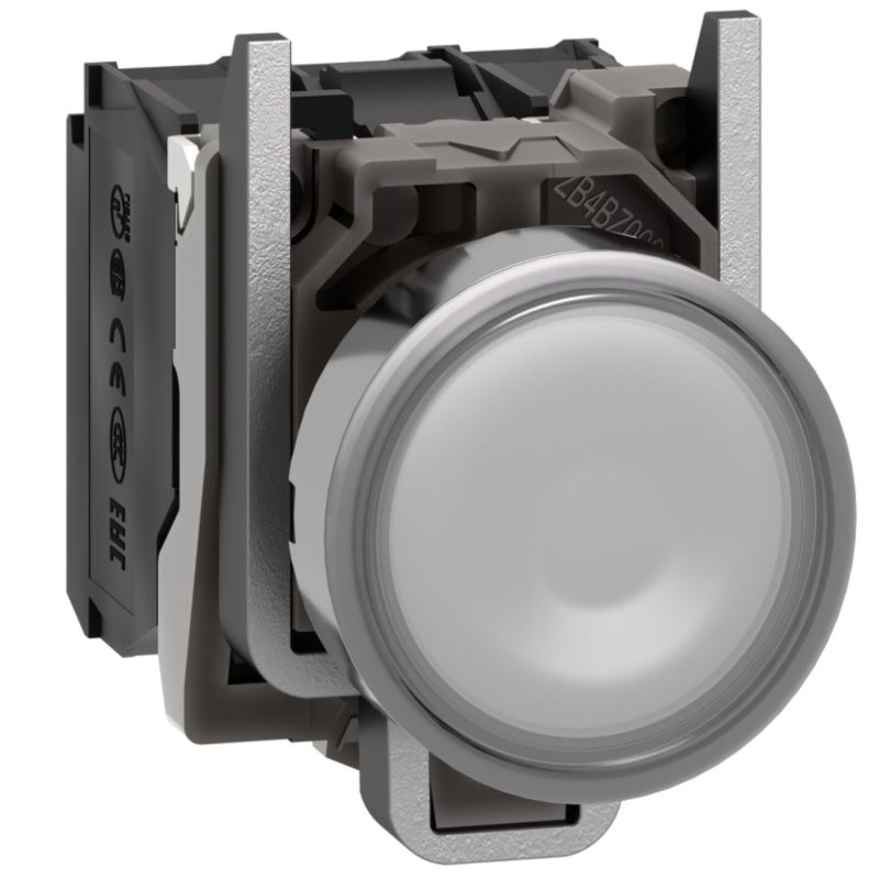 XB4BW31B5 Schneider - Harmony XB4 - poussoir lumineux LED complet blanc - Ø22 - 24VACDC - 1NO+1NF