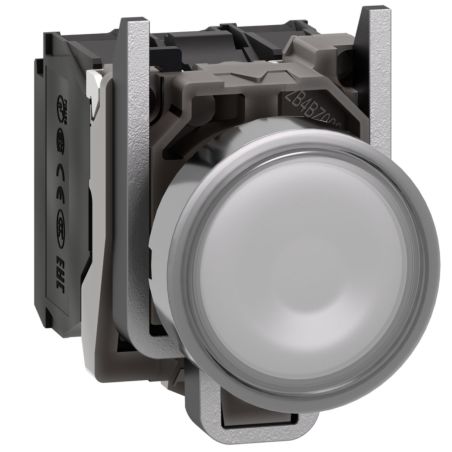 XB4BW31B5 Schneider - Harmony XB4 - poussoir lumineux LED complet blanc - Ø22 - 24VACDC - 1NO+1NF