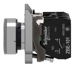 XB4BW31B5 Schneider - Harmony XB4 - poussoir lumineux LED complet blanc - Ø22 - 24VACDC - 1NO+1NF