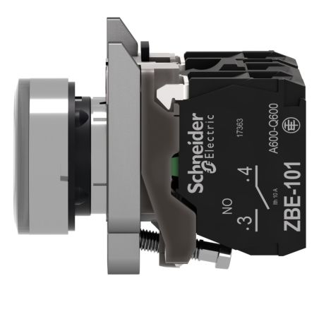 XB4BW31B5 Schneider - Harmony XB4 - poussoir lumineux LED complet blanc - Ø22 - 24VACDC - 1NO+1NF