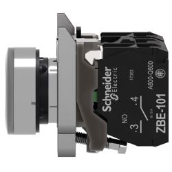 XB4BW31B5 Schneider - Harmony XB4 - poussoir lumineux LED complet blanc - Ø22 - 24VACDC - 1NO+1NF