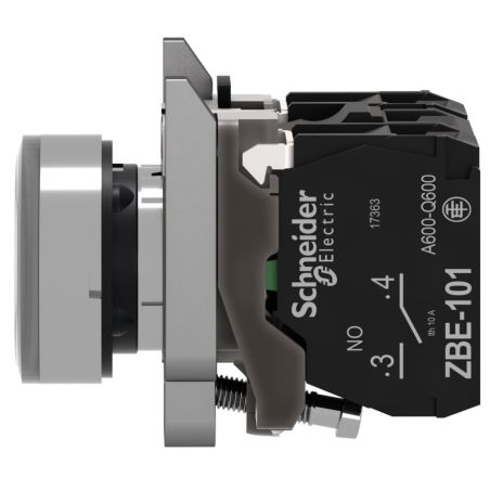 XB4BW31B5 Schneider - Harmony XB4 - poussoir lumineux LED complet blanc - Ø22 - 24VACDC - 1NO+1NF