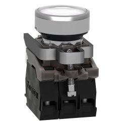 XB4BW31B5 Schneider - Harmony XB4 - poussoir lumineux LED complet blanc - Ø22 - 24VACDC - 1NO+1NF