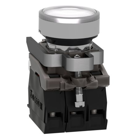 XB4BW31B5 Schneider - Harmony XB4 - poussoir lumineux LED complet blanc - Ø22 - 24VACDC - 1NO+1NF