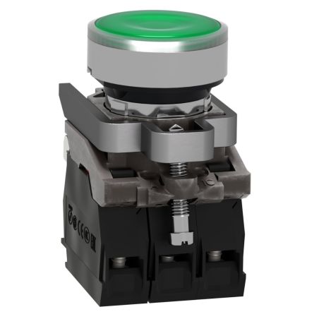 XB4BW33B5 Schneider - Harmony XB4 - poussoir lumineux LED complet vert - Ø22 - 24VACDC - 1NO+1NF